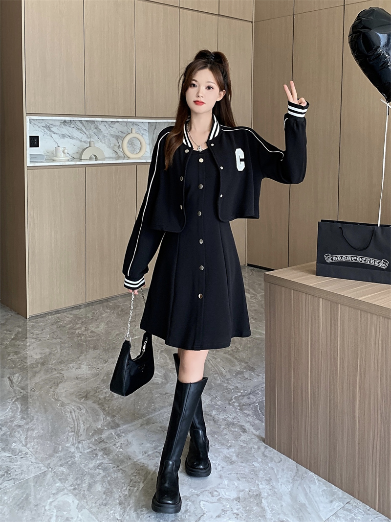 2025 Plus Size Spring Commute Two-Piece Dress Set Preppy Style for Curvy Women