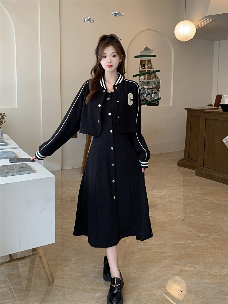 2025 Plus Size Spring Commute Two-Piece Dress Set Preppy Style for Curvy Women - Image 2