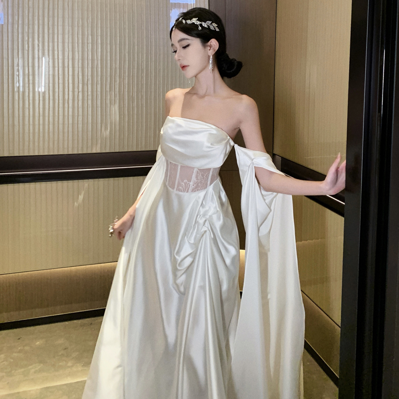 Women's Strapless Dress New High-End Light Wedding Morning Robe Toast Dress Elegant Banquet Gown - Image 5