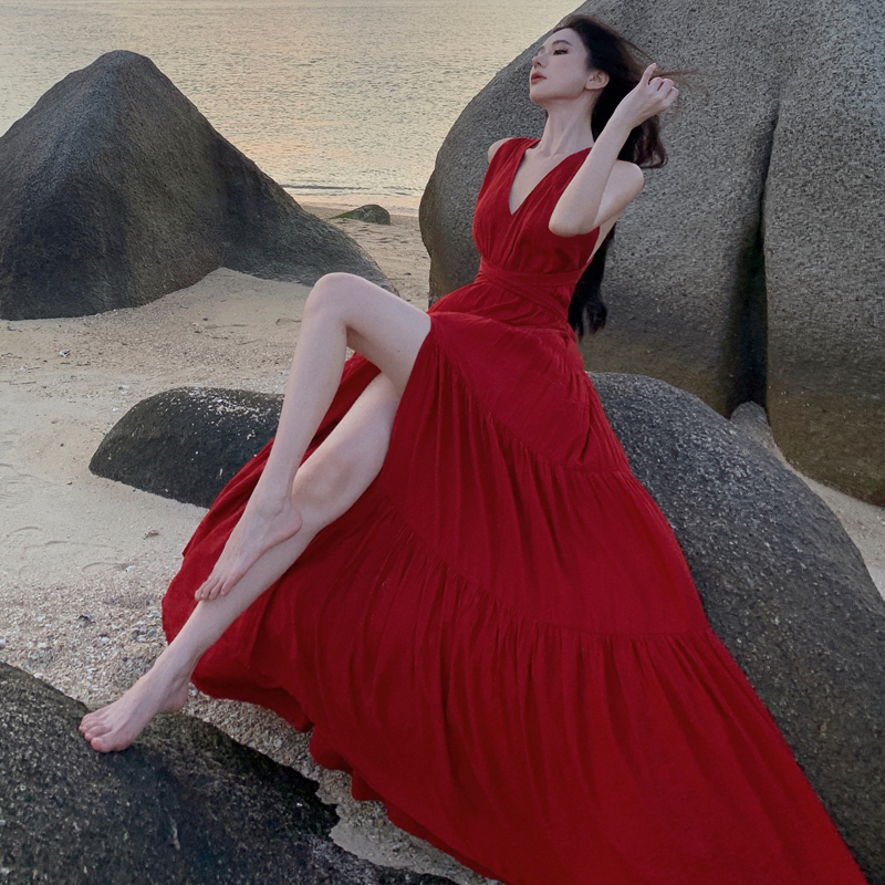 Multi-Way Tie Long Ruffle Dress for Women - Image 2