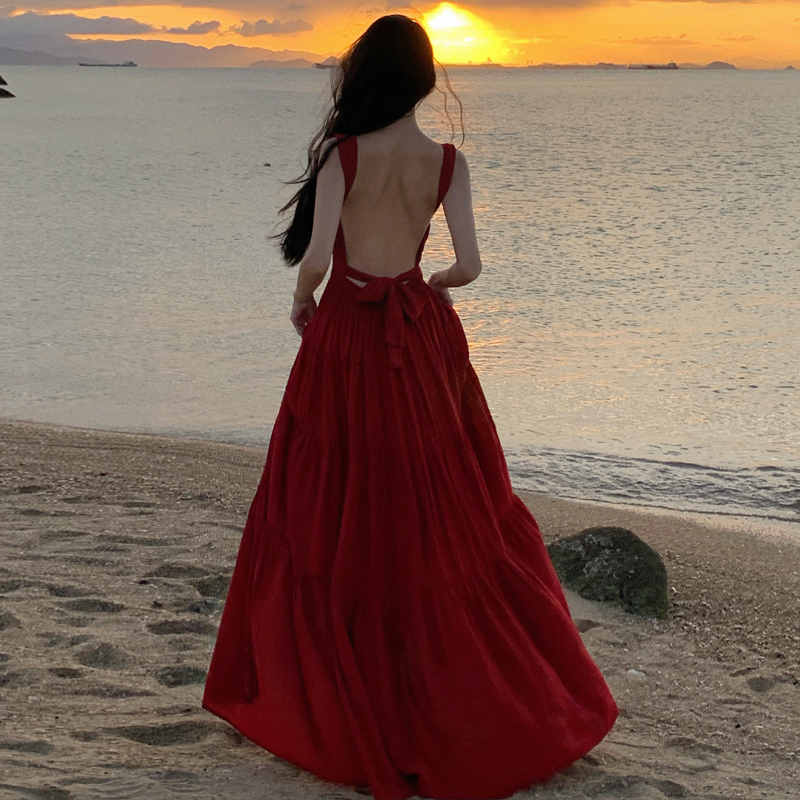 Multi-Way Tie Long Ruffle Dress for Women - Image 3