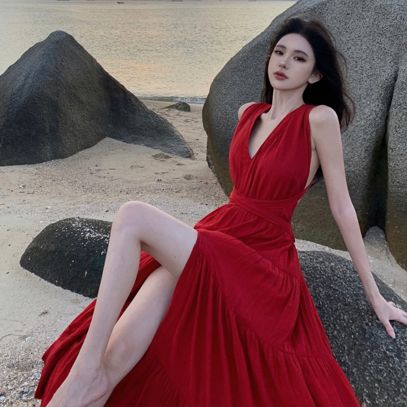 Multi-Way Tie Long Ruffle Dress for Women - Image 5