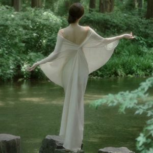 Ramie Garment-Dyed New Chinese Style Dress with Asymmetric Design and 3D Cut