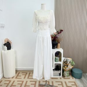 Women's Lightweight Seven-Sleeve Cropped Square Neck Blouse Summer 2026