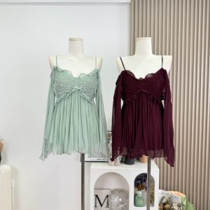 OKMASHOP Off-Shoulder Chiffon Top for Women Summer Sexy Cami Blouse
